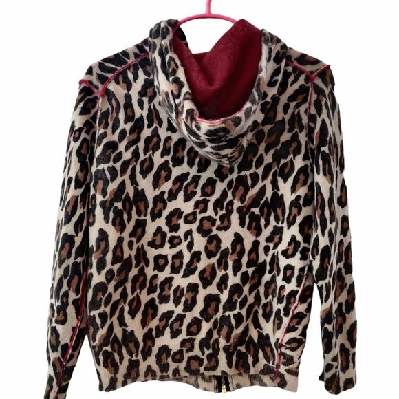 Knitwit Girls 8 Animal Print 100% Cashmere Full Zip Pockets Hoodie Jacket Flaws - Picture 2 of 11